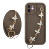 VOLTE-TEL ΘΗΚΗ IPHONE 12 6.1" SILICON TPU WITH STRAP FULL CAMERA PROTECTION BROWN WITH WHITE BUTTERFLIES