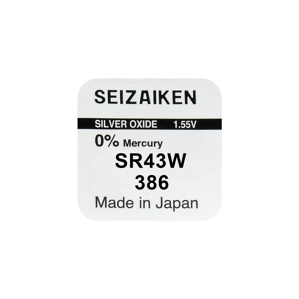 SEIZAIKEN SEIKO ΜΠΑΤΑΡΙΕΣ ΡΟΛΟΓΙΟΥ SR43/386/186/SR43W/G12/AG12 1.55V SILVER OXIDE 1 ΤΕΜ/BLISTER - Image 2