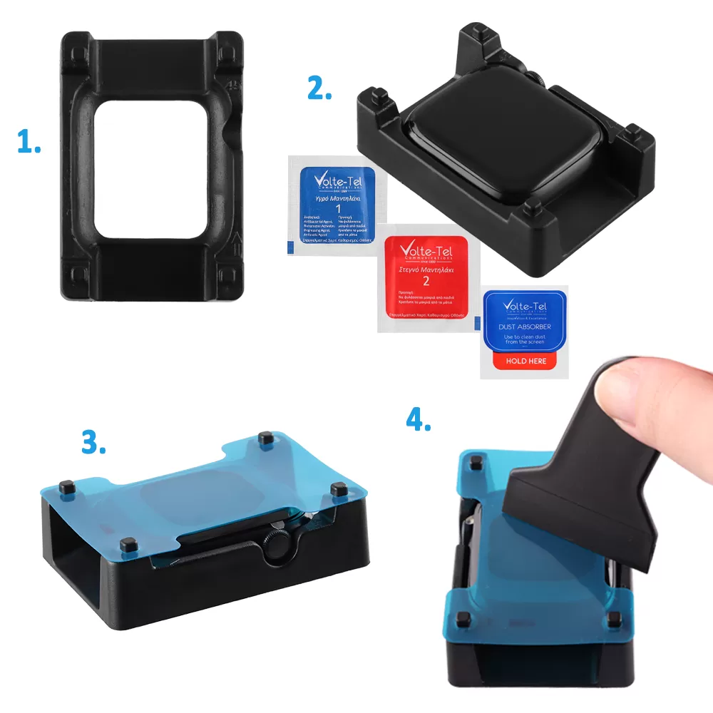 VOLTE-TEL TEMPERED PLEXI GLASS APPLE WATCH 4/5/6/SE 44mm 3D EDGE 1.78" 9H 0.30mm FULL COVER WITH INSTALLATION TOOL BLACK - Image 4