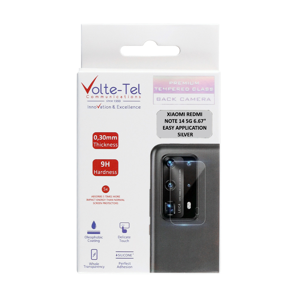 VOLTE-TEL CAMERA GLASS COVER XIAOMI REDMI NOTE 14 5G 6.67in 9H 0.33MM EASY APPLICATION SILVER - Image 2