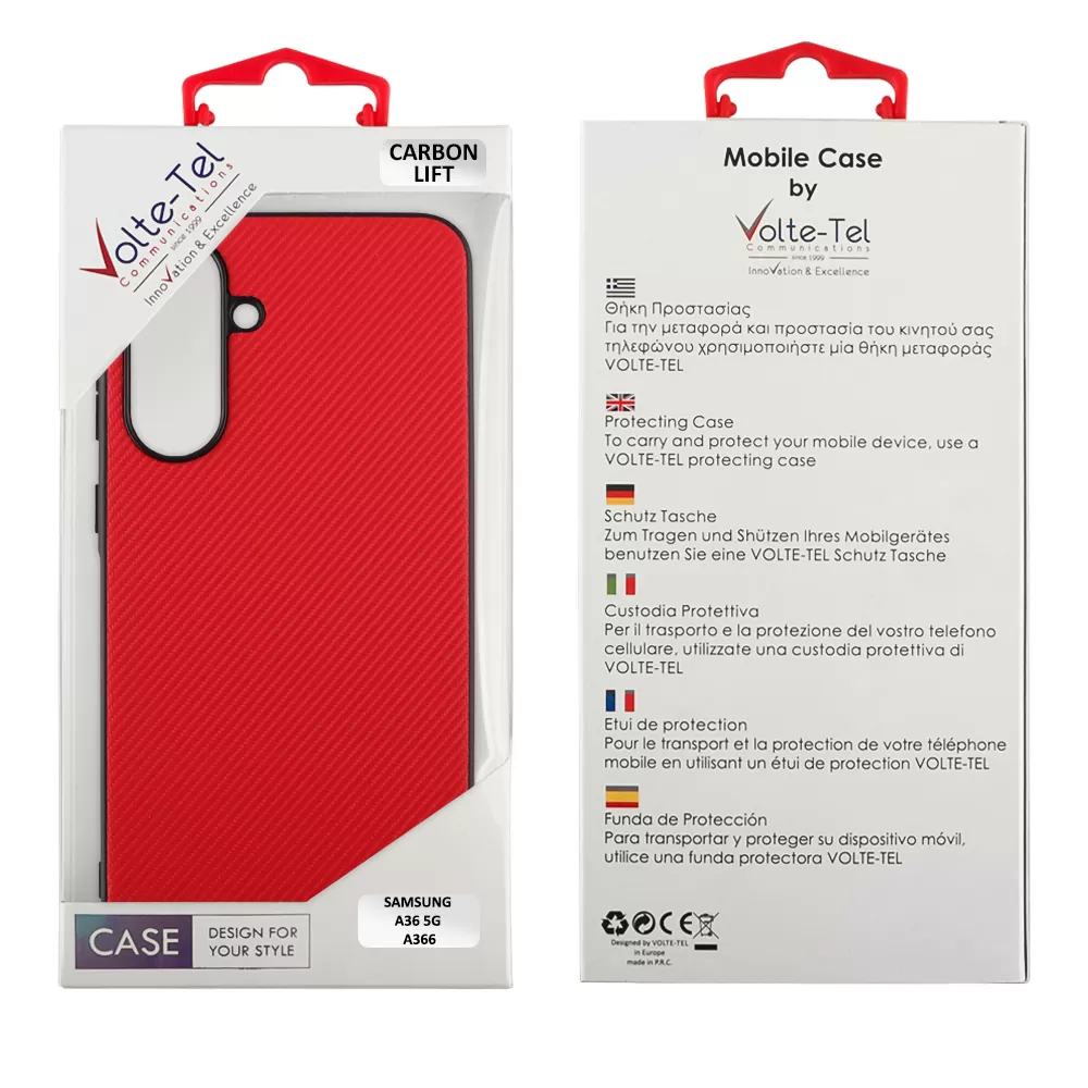 VOLTE-TEL ΘΗΚΗ SAMSUNG A36 5G A366 6.7" CARBON LIFT FULL CAMERA PROTECTION RED - Image 2
