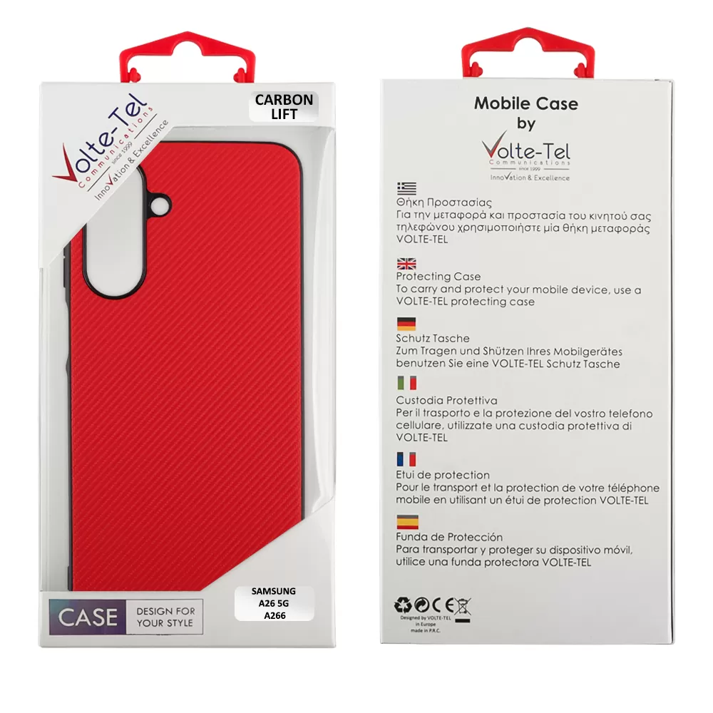 VOLTE-TEL ΘΗΚΗ SAMSUNG A26 5G A266 6.64" CARBON LIFT FULL CAMERA PROTECTION RED - Image 2