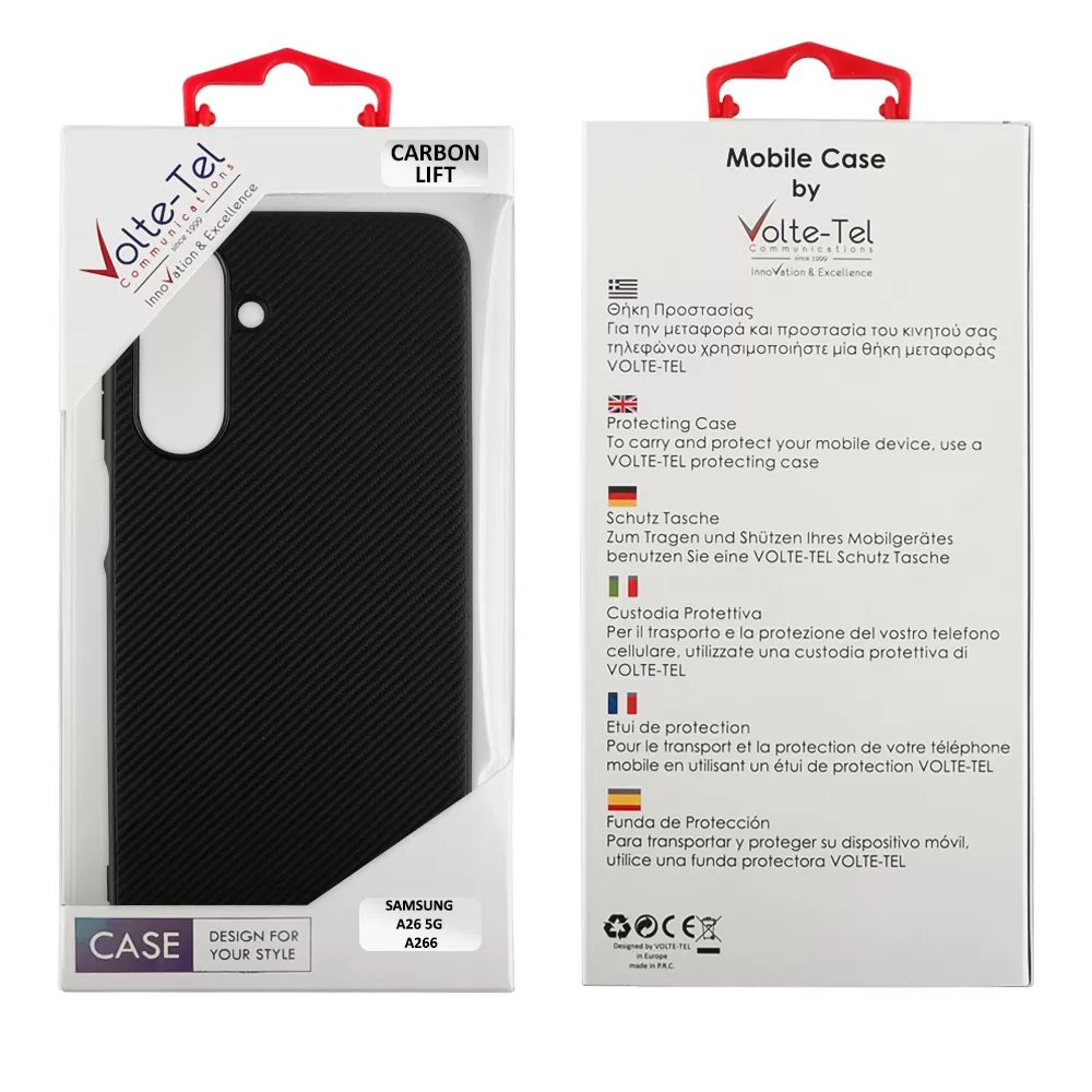VOLTE-TEL ΘΗΚΗ SAMSUNG A26 5G A266 6.64" CARBON LIFT FULL CAMERA PROTECTION BLACK - Image 2