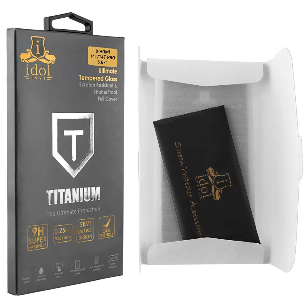 IDOL 1991 TEMPERED GLASS XIAOMI 14T/14T PRO 6.67" 9H 0.25mm TITANIUM SEMI CURVED FULL GLUE BLACK - Image 4