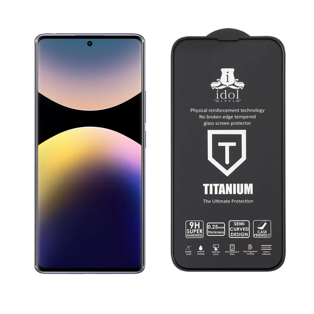IDOL 1991 TEMPERED GLASS XIAOMI REDMI NOTE 14 4G 6.67" 9H 0.25mm TITANIUM SEMI CURVED FULL GLUE BLACK - Image 5