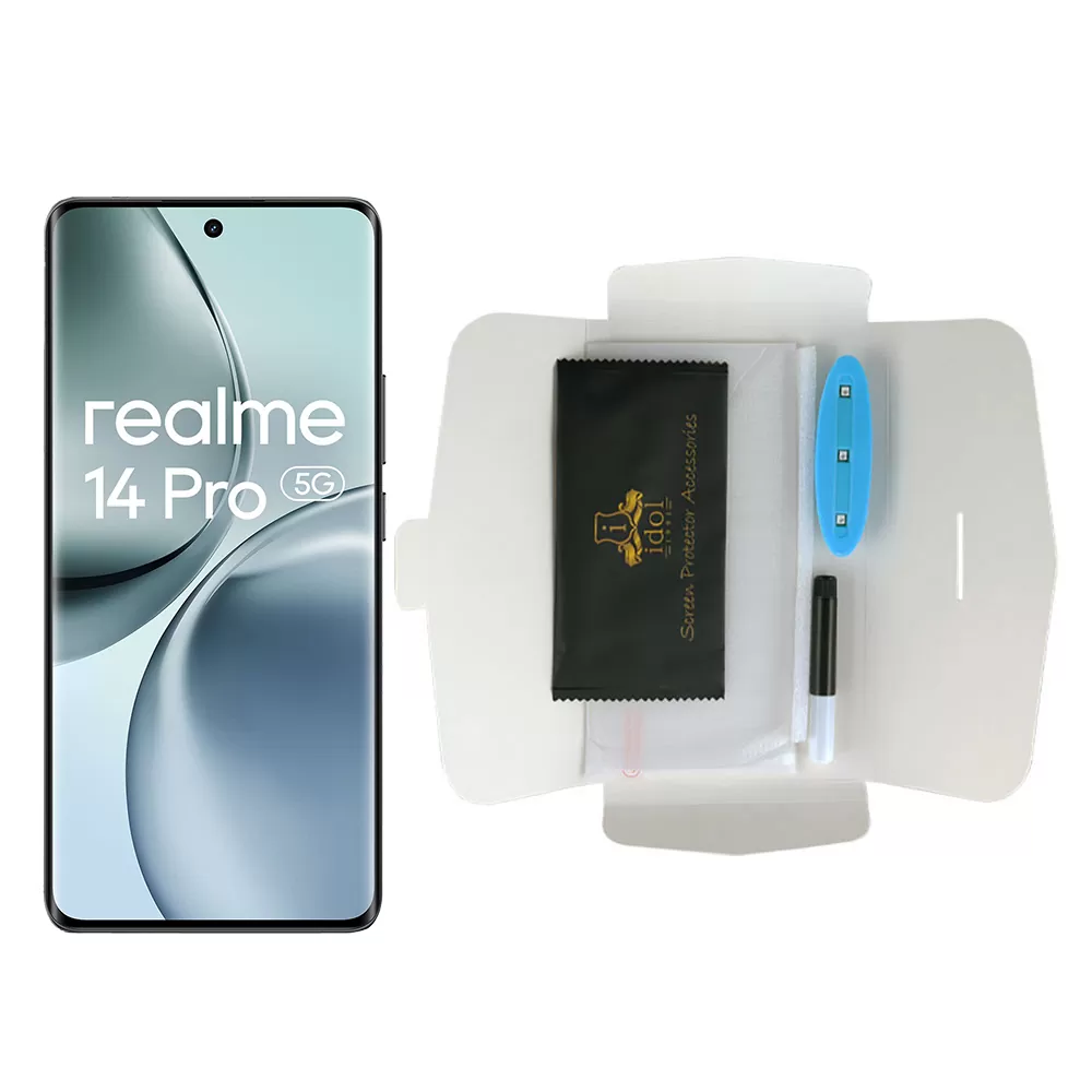 IDOL 1991 TEMPERED UV GLASS REALME 14 PRO 5G 6.77" 9H 0.20mm 10D SEMI WITH GLUE-TOOL FINGER UNLOCK FULL COVER TRANSPARENT - Image 5