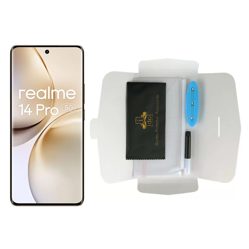IDOL 1991 TEMPERED UV GLASS REALME 14 PRO PLUS 5G 6.83" 9H 0.20mm 10D SEMI WITH GLUE-TOOL FINGER UNLOCK FULL COVER TRANSPARENT - Image 5