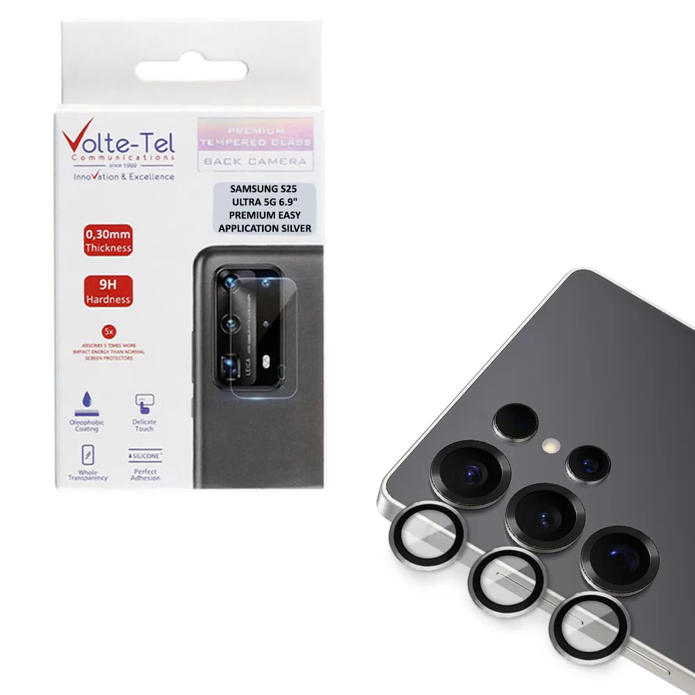 VOLTE-TEL CAMERA GLASS COVER SAMSUNG S25 ULTRA 5G 6.9" 9H 0.33MM PREMIUM EASY APPLICATION SILVER