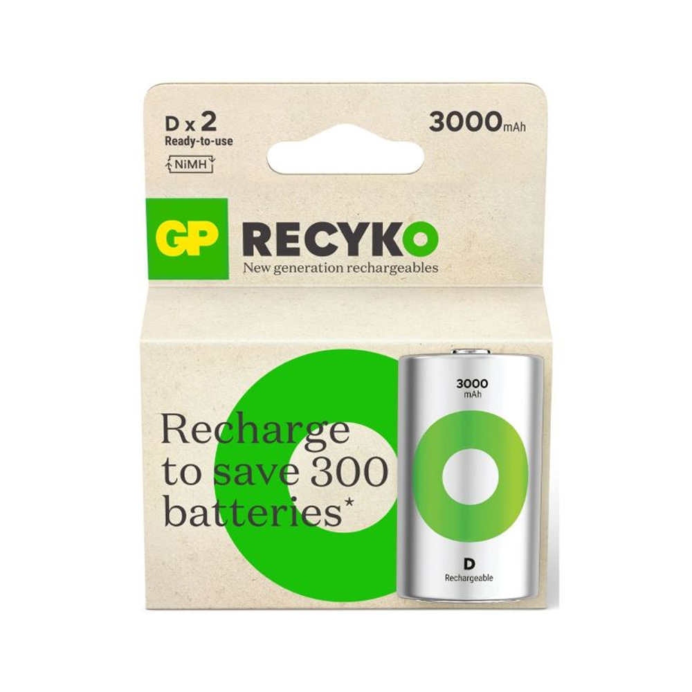 GP ΜΠΑΤΑΡΙΕΣ ΕΠΑΝΑΦΟΡΤΙΖΟΜΕΝΕΣ D/HR20 1.2V 3000mAh Ni-MH RECYKO READY TO USE 2/BLISTER
