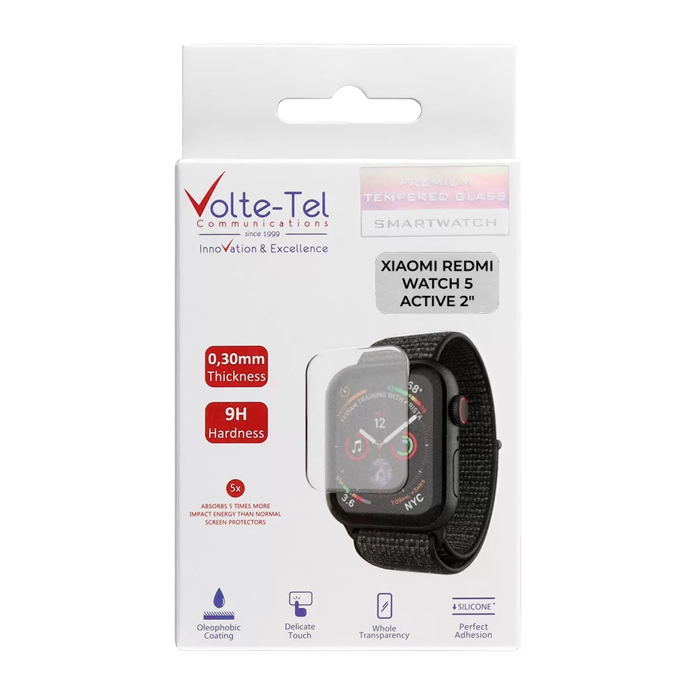VOLTE-TEL TEMPERED GLASS XIAOMI REDMI WATCH 5 ACTIVE 2" 9H 0.30mm 2.5D FULL GLUE FULL COVER - Image 2