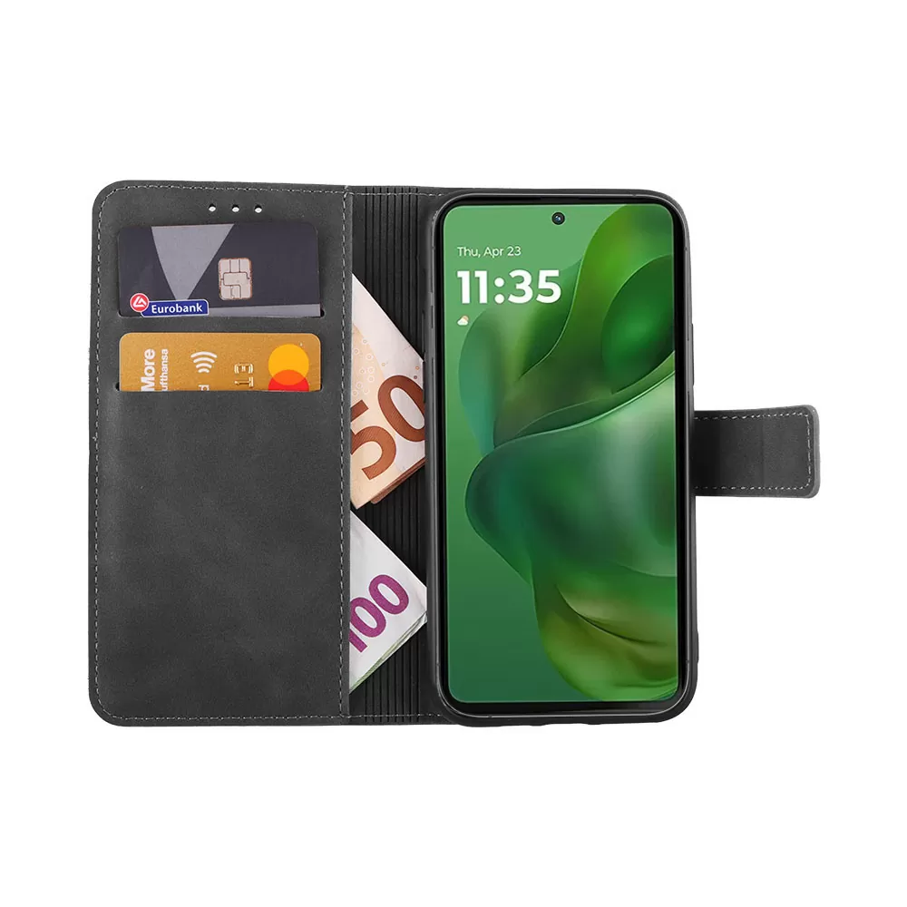 LIME ΘΗΚΗ MOTOROLA MOTO G 5G (2025) 6.7" ESSENTIAL MAGNET BOOK STAND CLIP GREY - Image 5