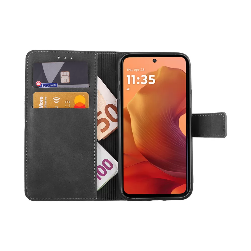 LIME ΘΗΚΗ MOTOROLA MOTO G15 6.72" ESSENTIAL MAGNET BOOK STAND CLIP GREY - Image 5