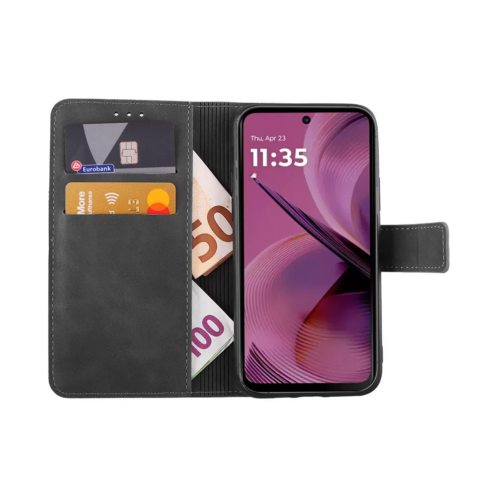 LIME ΘΗΚΗ MOTOROLA MOTO G55 5G 6.49" ESSENTIAL MAGNET BOOK STAND CLIP GREY - Image 5