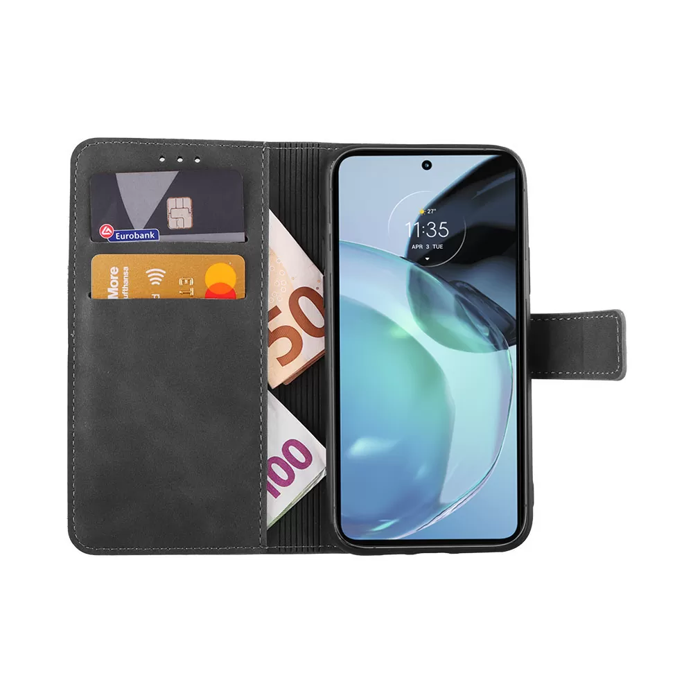 LIME ΘΗΚΗ MOTOROLA MOTO G72 6.6" ESSENTIAL MAGNET BOOK STAND CLIP GREY - Image 5