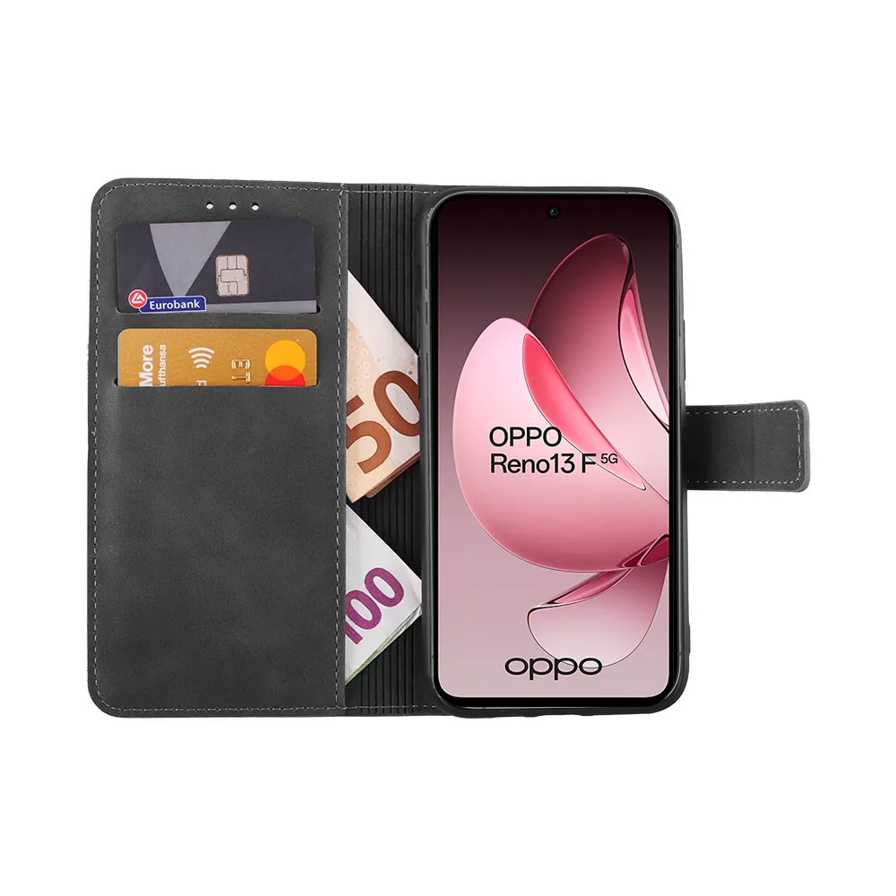 LIME ΘΗΚΗ OPPO RENO13 F 5G 6.67" ESSENTIAL MAGNET BOOK STAND CLIP GREY - Image 5