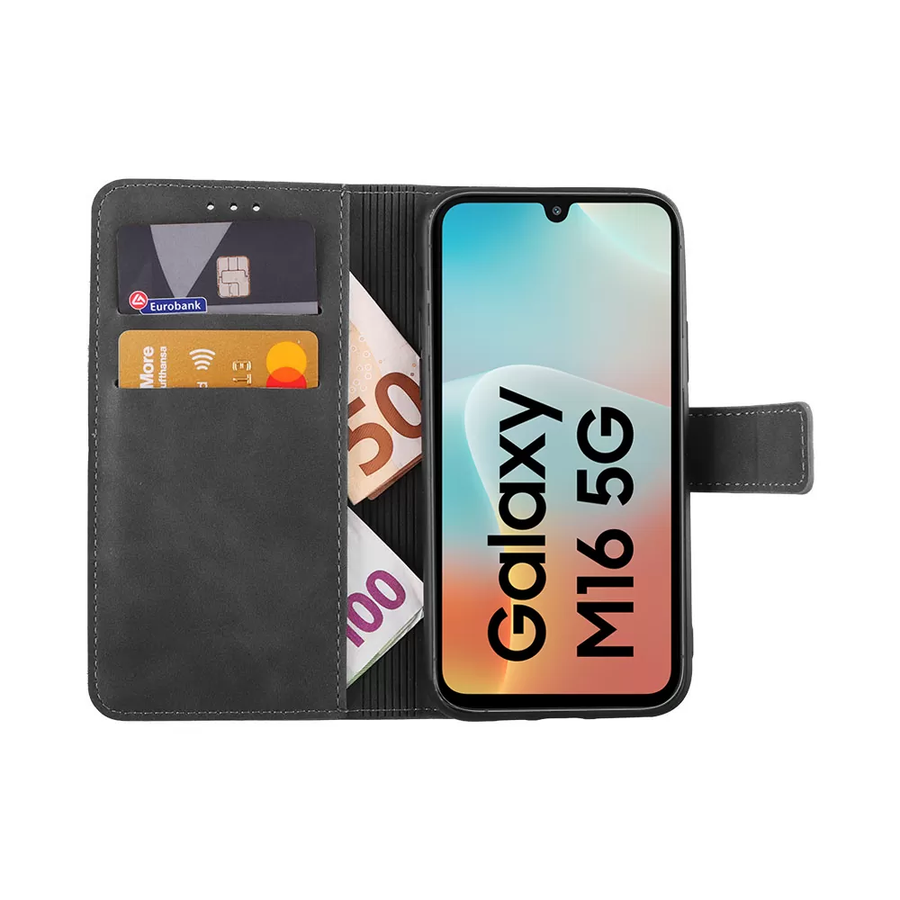LIME ΘΗΚΗ SAMSUNG M16 5G M166 6.7" ESSENTIAL MAGNET BOOK STAND CLIP GREY - Image 5