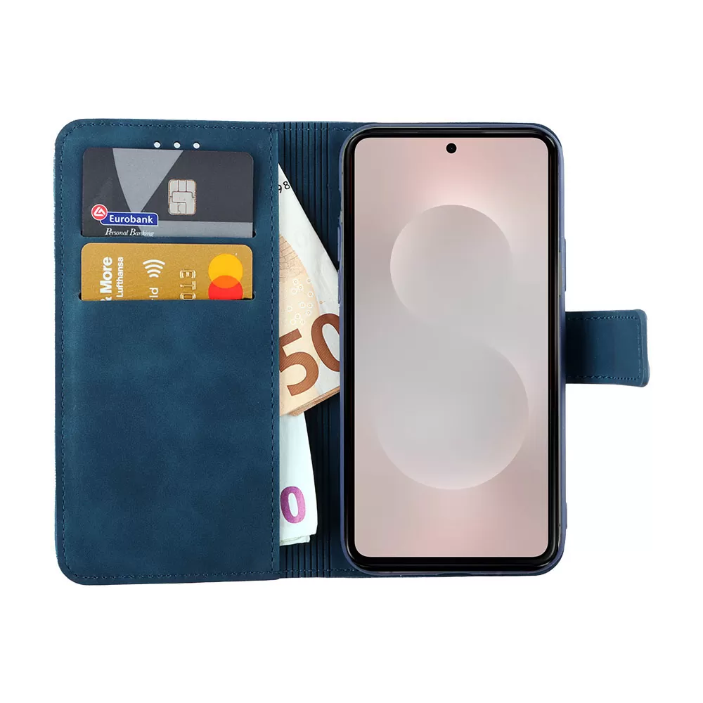LIME ΘΗΚΗ SAMSUNG S25 EDGE 5G S937 6.66" ESSENTIAL MAGNET BOOK STAND CLIP DARK BLUE - Image 5