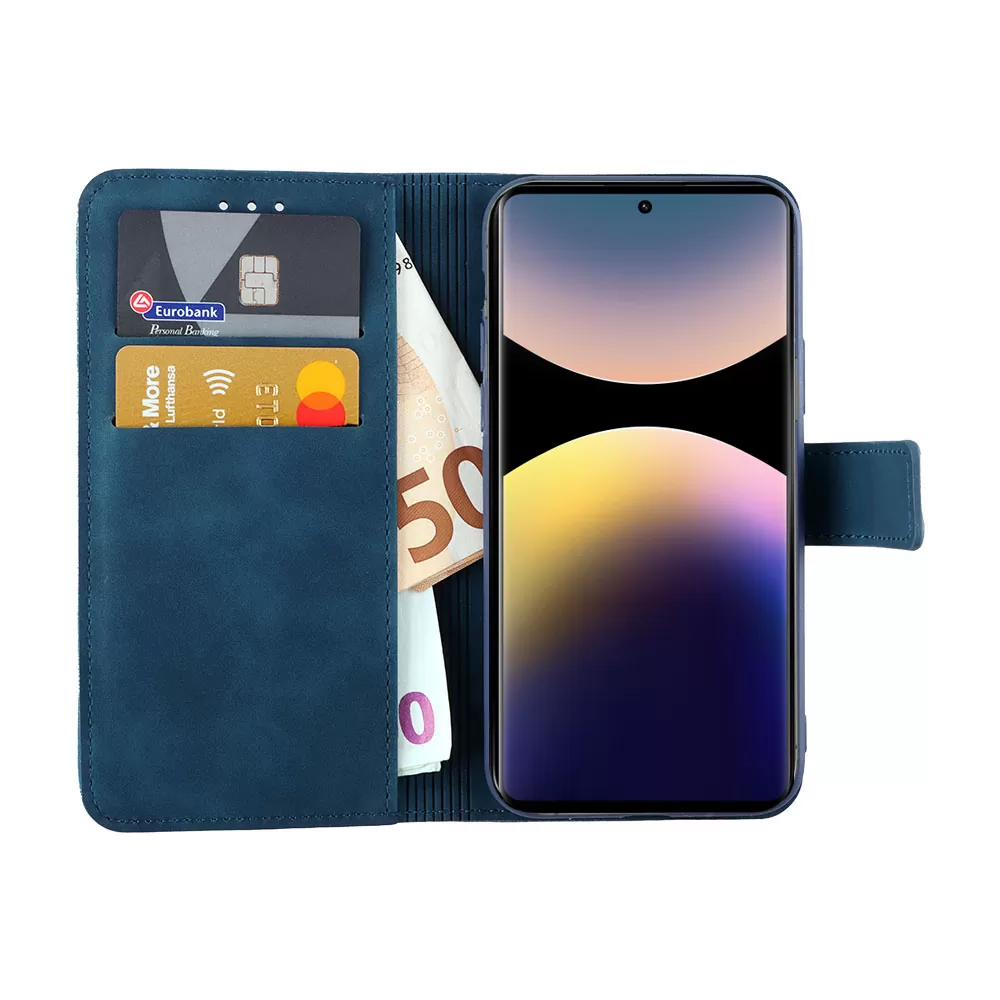 LIME ΘΗΚΗ XIAOMI REDMI NOTE 14 PRO 4G 6.67" ESSENTIAL MAGNET BOOK STAND CLIP DARK BLUE - Image 5