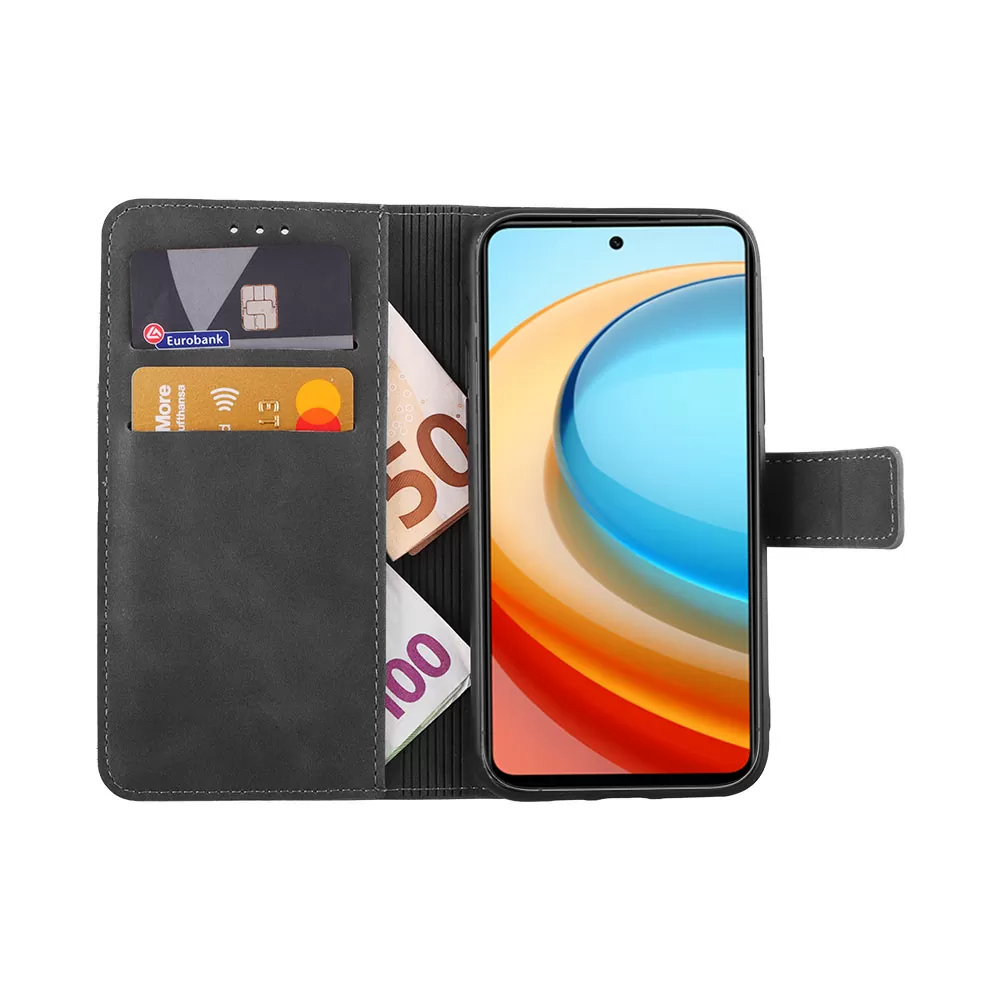 LIME ΘΗΚΗ ZTE BLADE A75 5G 6.6" ESSENTIAL MAGNET BOOK STAND CLIP GREY - Image 5