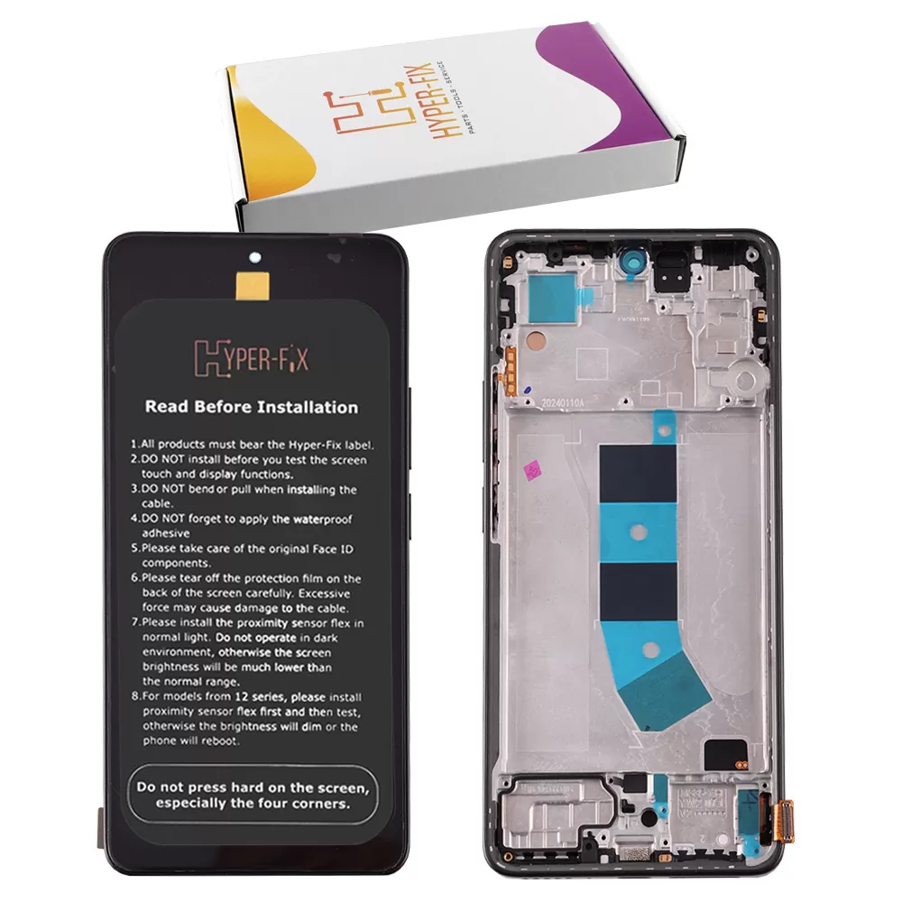 XIAOMI REDMI NOTE 13 4G ΟΘΟΝΗ + TOUCH SCREEN + LENS + FRAME HF-56000400N700 BLACK HYPER-FIX SERVICE PACK