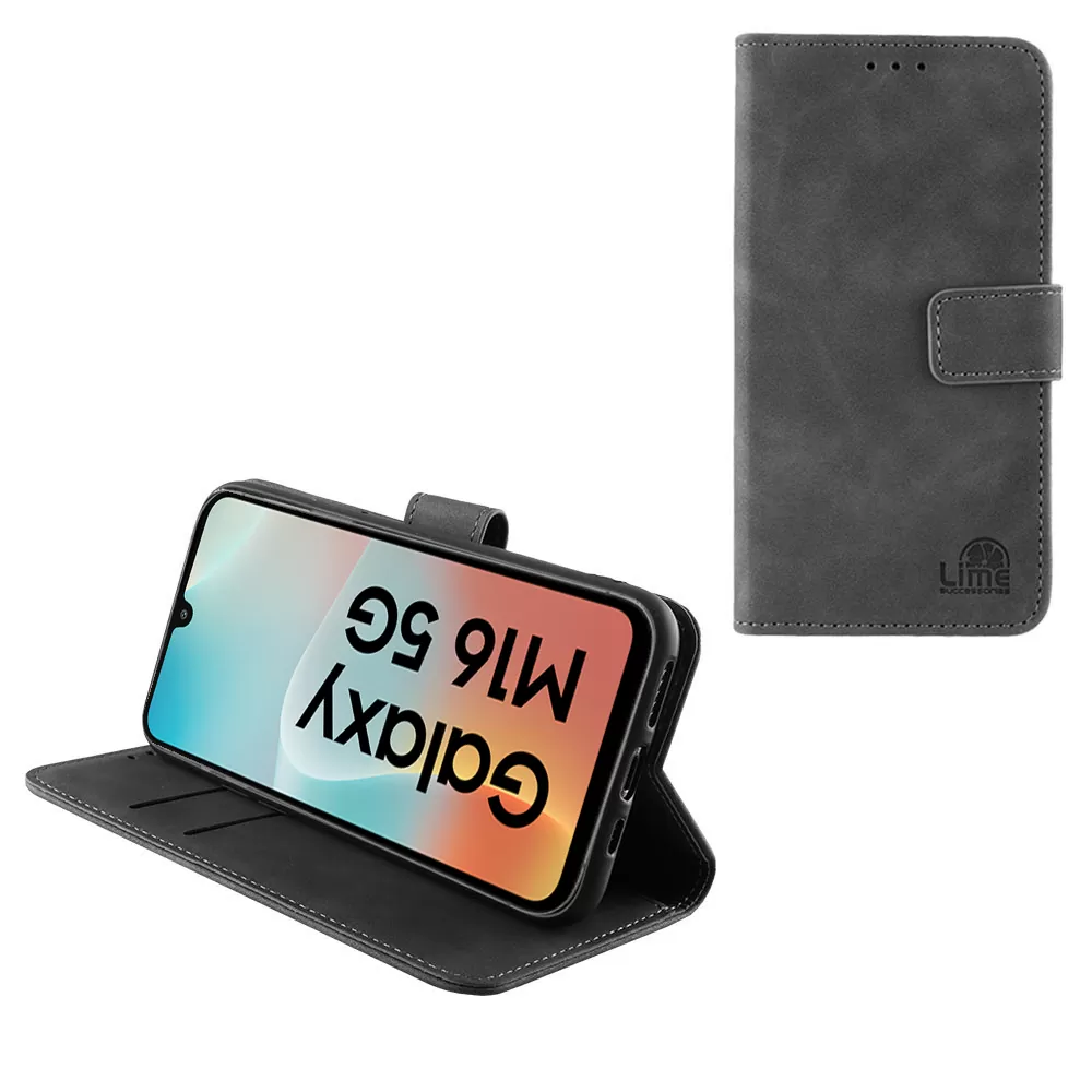 LIME ΘΗΚΗ SAMSUNG M16 5G M166 6.7" ESSENTIAL MAGNET BOOK STAND CLIP GREY