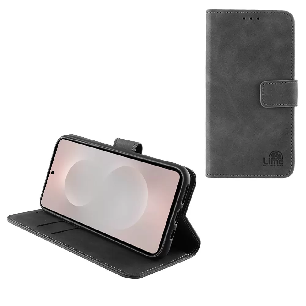 LIME ΘΗΚΗ SAMSUNG S25 EDGE 5G S937 6.66" ESSENTIAL MAGNET BOOK STAND CLIP GREY