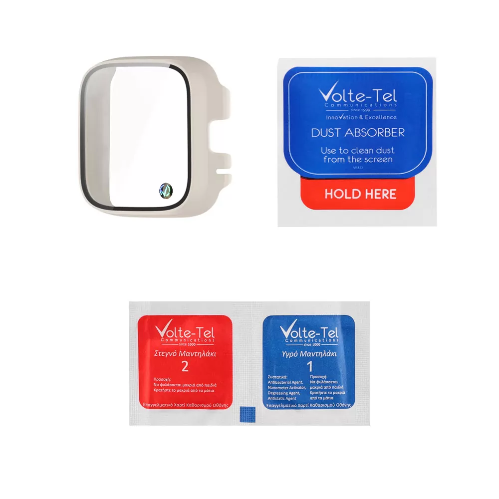 VOLTE-TEL TEMPERED GLASS XIAOMI REDMI WATCH 3 ACTIVE 1.75" 9H 0.30mm PC EDGE COVER WITH KEY 3D FULL GLUE FULL COVER OFF WHITE - Image 3