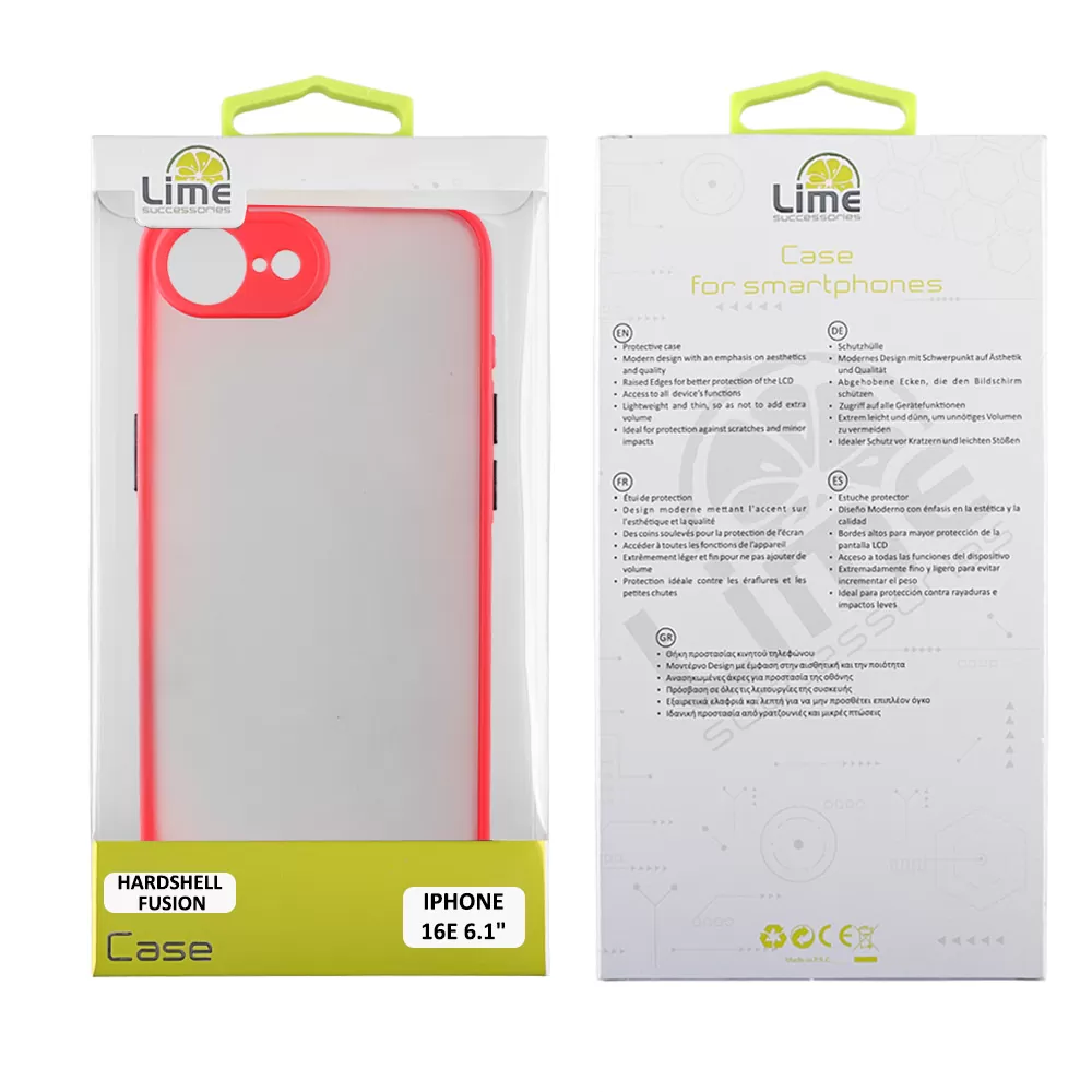 LIME ΘΗΚΗ IPHONE 16E 6.1" HARDSHELL FUSION FULL CAMERA PROTECTION RED WITH BLACK KEYS - Image 2