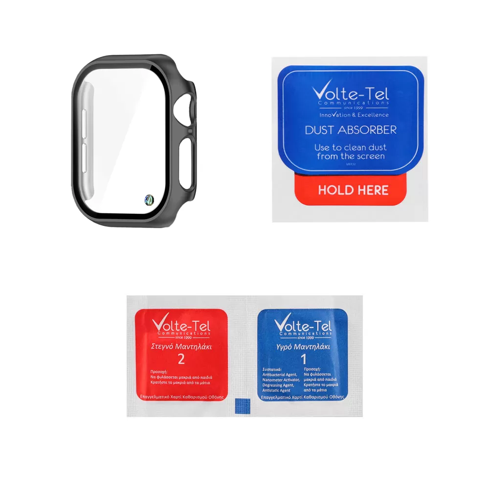 VOLTE-TEL TEMPERED GLASS APPLE WATCH 10 46mm 1.96" 9H 0.30mm PC EDGE COVER WITH KEY 3D FULL GLUE FULL COVER GREY - Image 3