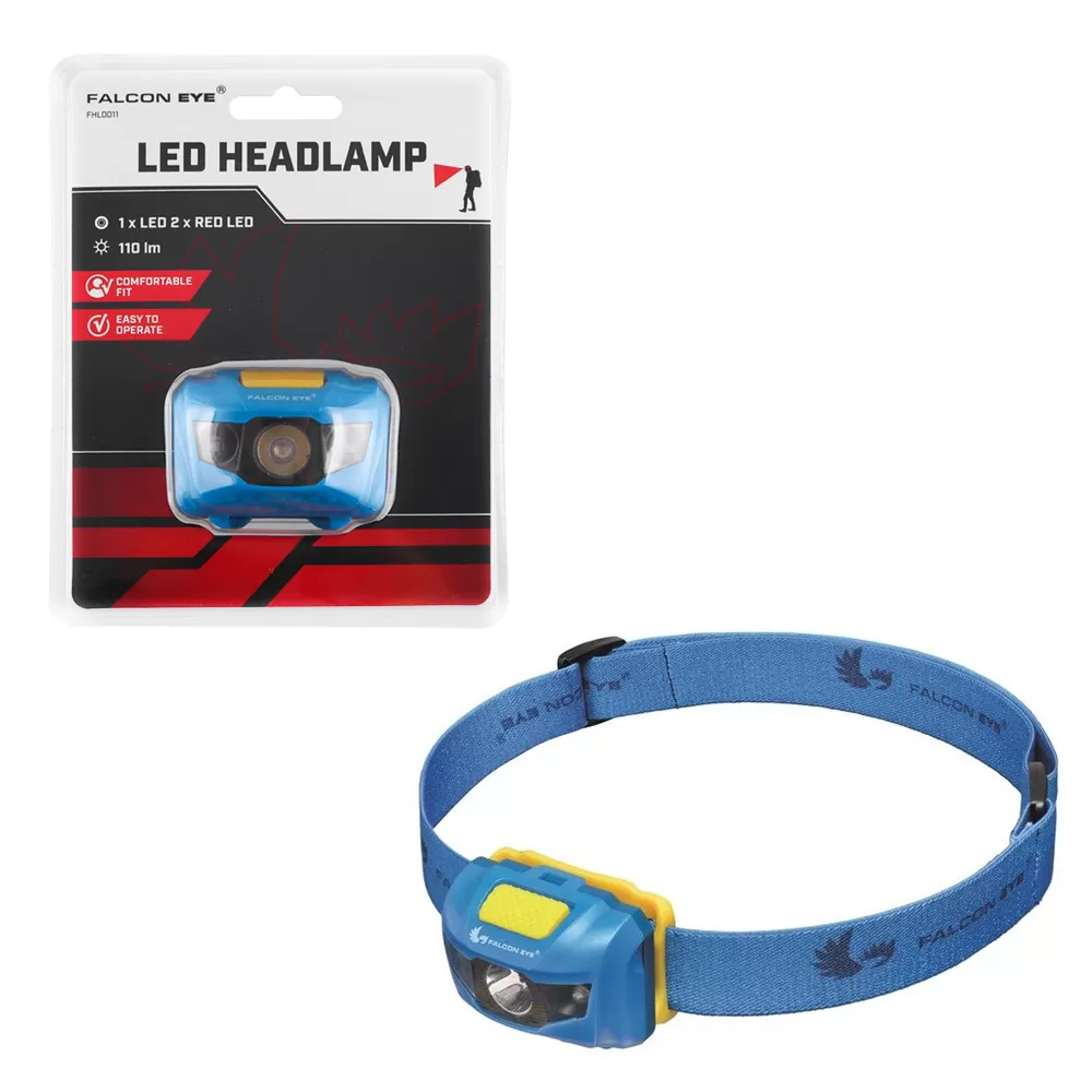 FALCON ΦΑΚΟΣ ΚΕΦΑΛΗΣ ΜΠΑΤΑΡΙΑΣ SIZE 3 x LR03/ AAA LED FHL0011 110 LM 3W ΜΠΛΕ