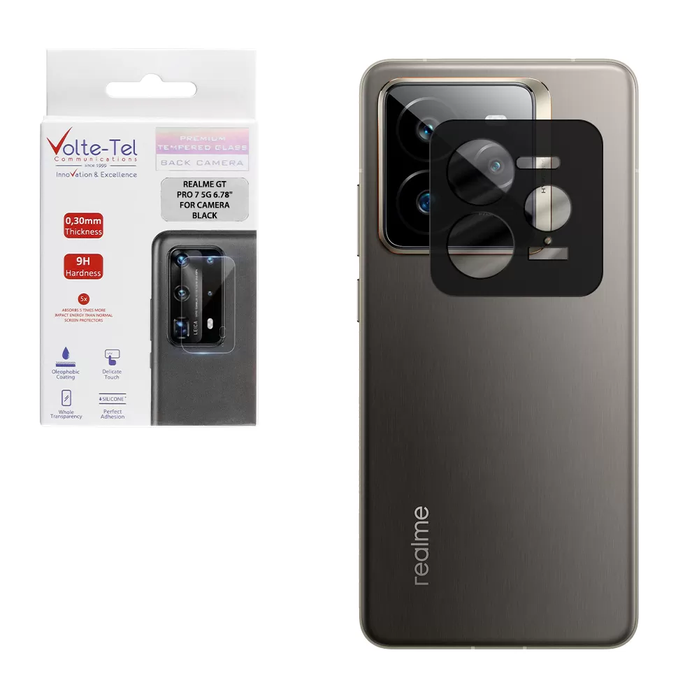 VOLTE-TEL TEMPERED GLASS REALME GT PRO 7 5G 6.78" 9H 0.25mm 3D CURVED FOR CAMERA BLACK