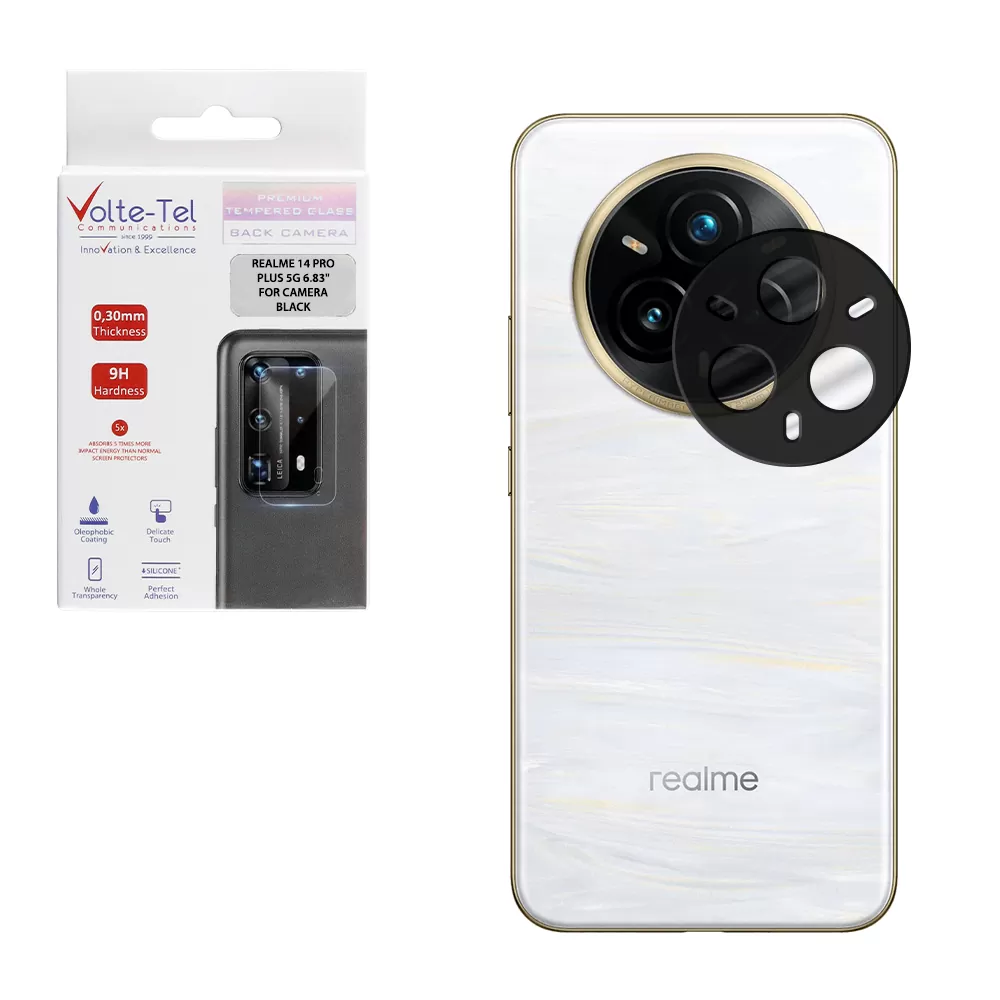 VOLTE-TEL TEMPERED GLASS REALME 14 PRO PLUS 5G 6.83" 9H 0.25mm 3D CURVED FOR CAMERA BLACK