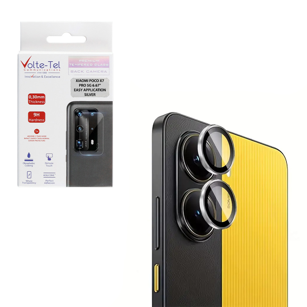 VOLTE-TEL CAMERA GLASS COVER XIAOMI POCO X7 PRO 5G 6.67in 9H 0.33MM EASY APPLICATION SILVER