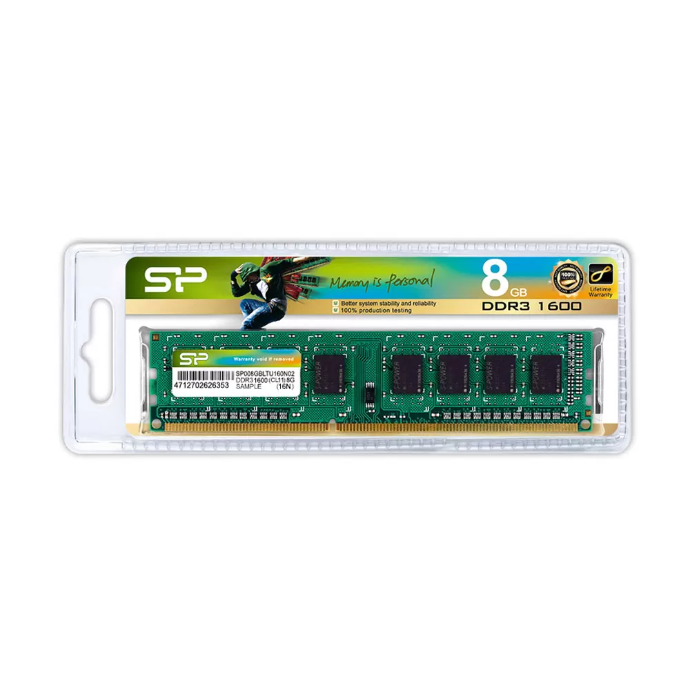 SILICON POWER ΜΝΗΜΗ DDR3 1600 CL11 U-DIMM 1.5V 8GB 512Mx8 SR 1600MHz SP008GBLTU160N02 - Image 2