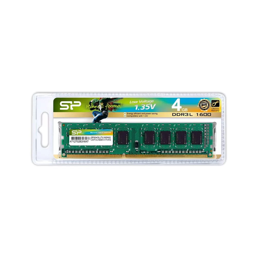SILICON POWER ΜΝΗΜΗ DDR3L 1600 CL11 LOW VOLTAGE U-DIMM 1.35V 4GB 512Mx8 SR 1600MHz SP004GLLTU160N02 - Image 2