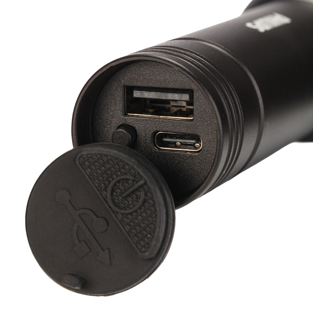 PHILIPS 2 ΣΕ 1 ΦΑΚΟΣ ΧΕΙΡΟΣ ΕΠΑΝΑΦΟΡΤΙΖΟΜΕΝΟΣ ΑΔΙΑΒΡΟΧΟΣ IPX4 ΜΕ 400 LUMENS ΚΑΙ POWER BANK 1200mAh SFL7003R/GRS ΜΑΥΡΟΣ - Image 5
