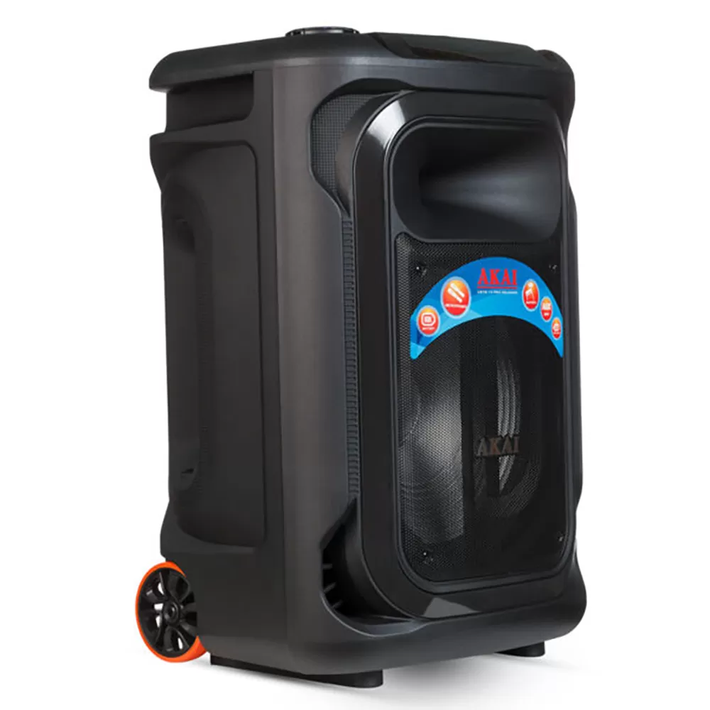 AKAI ABTS-15 PRO VOLCANO PARTY SPEAKER ΦΟΡΗΤΟ ΗΧΕΙΟ ΤΡΟΛΕΪ BLUETOOTH ΜΕ LED, USB, SD, AUX, FM, AWS 75W RMS ΓΙΑ ΚΑΡΑΟΚΕ - Image 4