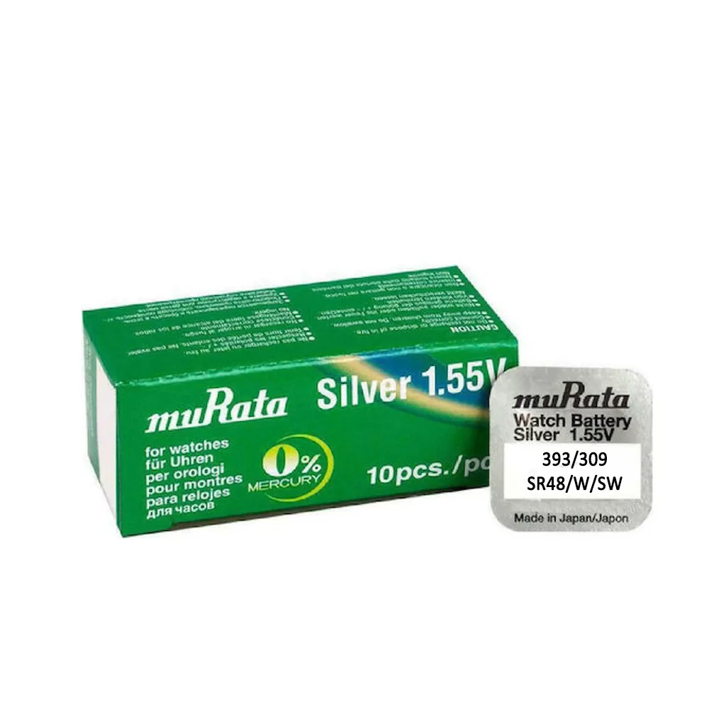 MURATA ΜΠΑΤΑΡΙΕΣ ΡΟΛΟΓΙΟΥ 393/309/SR48W/SW/SR754/ LR48/193/LR754/G5/AG5 1.5V 60mAh SILVER OXIDE 1/BLISTER