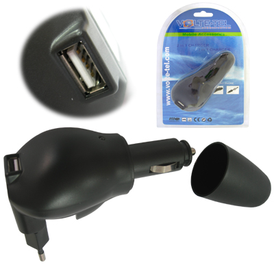 VOLTE-TEL USB DUO TRAVEL- ΦΟΡΤΙΣΤΗΣ ΑΥΤΟΚΙΝΗΤΟΥ 1000mA BLACK - Image 2