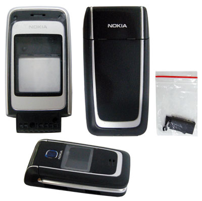 NOKIA 6125 FRONT+ LENS -MIDDLE -BATTERY COVER BLACK-SILVER - Image 2