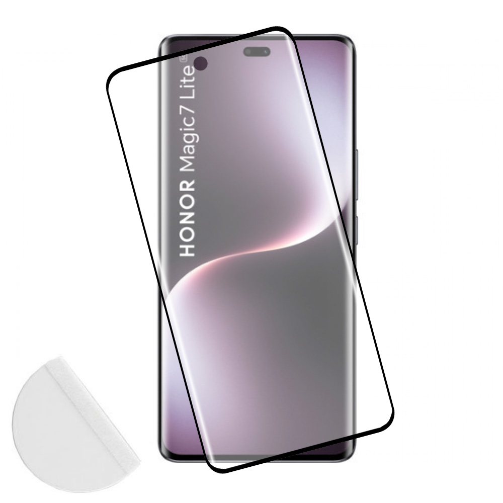 IDOL 1991 TEMPERED GLASS HUAWEI MAGIC7 LITE 6.78" 9H 0.30mm GLAMOUR FULL COVER 3D FULL GLUE FINGER UNLOCK BLACK+SQUEEZY CARD