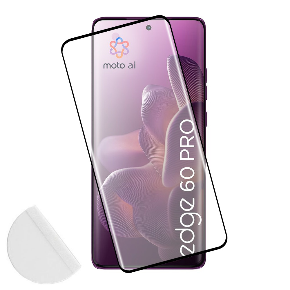IDOL 1991 TEMPERED GLASS MOTOROLA EDGE 60 PRO 5G 6.7" 9H 0.30mm GLAMOUR FULL COVER 3D FULL GLUE FINGERUNLOCK BLACK+SQUEEZY CARD