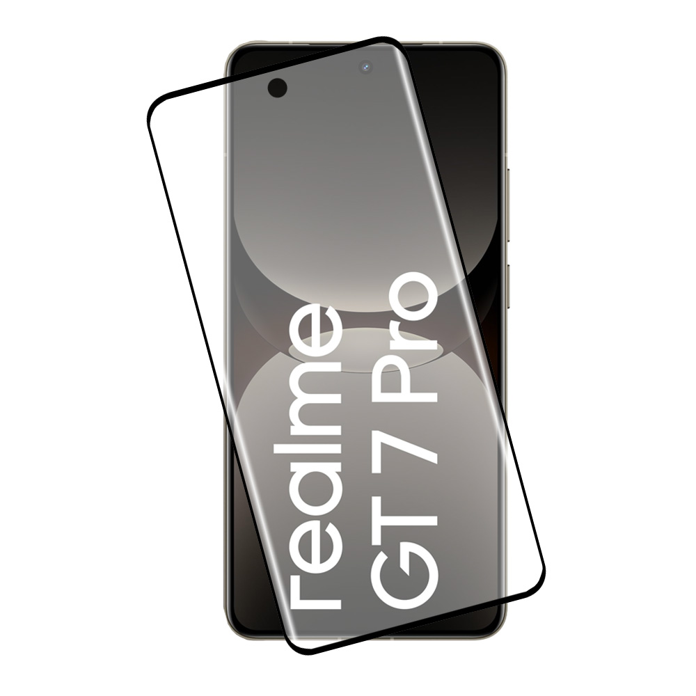 IDOL 1991 TEMPERED GLASS REALME GT 7 PLUS/GT 7 PRO 6.78" 9H 0.30mm GLAMOUR FULL COVER 3D EDGE GLUE FINGER UNLOCK BLACK