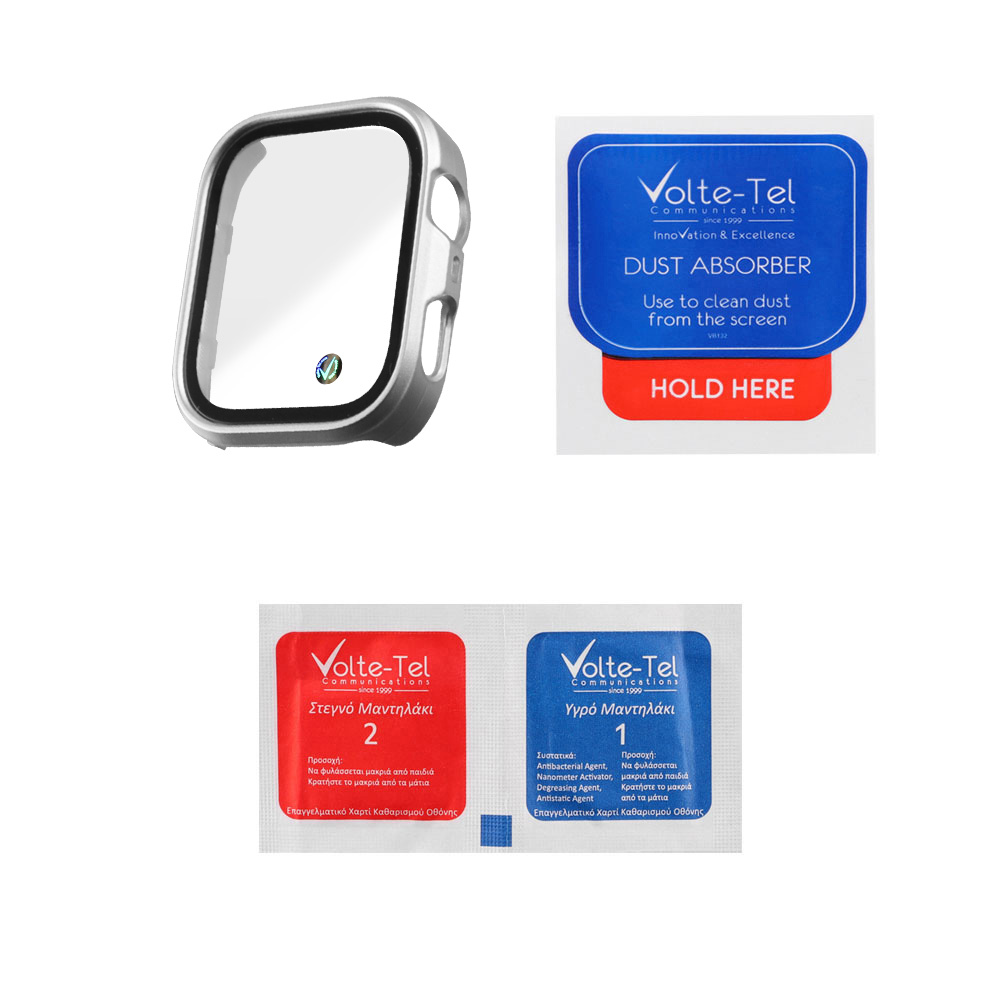 VOLTE-TEL TEMPERED GLASS HUAWEI WATCH FIT 4 PRO 45mm 1.82" 9H 0.30mm PC EDGE COVER WITH KEY 3D FULL GLUE FULL COVER SILVER - Image 3