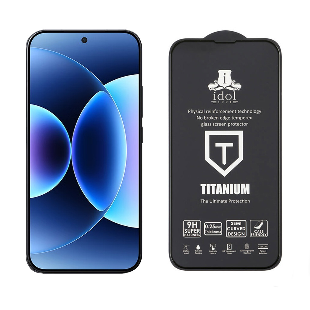IDOL 1991 TEMPERED GLASS XIAOMI 17 PRO MAX 5G 6.9" 9H 0.25mm TITANIUM SEMI CURVED FINGER UNLOCK FULL GLUE BLACK - Image 5