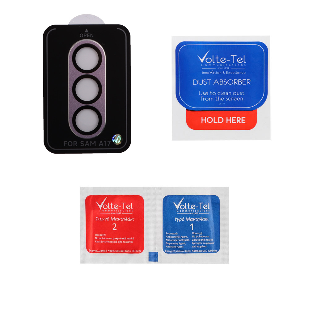 VOLTE-TEL CAMERA GLASS COVER SAMSUNG A17 4G A175/A17 5G Α176 6.7" 9H 0.30MM 3D AR ALUMINIUM-ELECTROPLATING FRAME PURPLE - Image 3