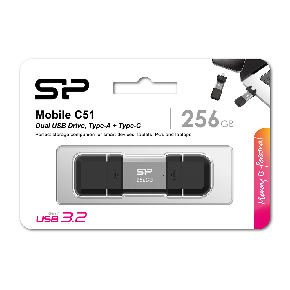 SILICON POWER USB - TYPE C FLASH DRIVE 256GB 200MB/s USB 3.2+OTG C51 200MBps SP256GBUC3C51V1S - Image 2