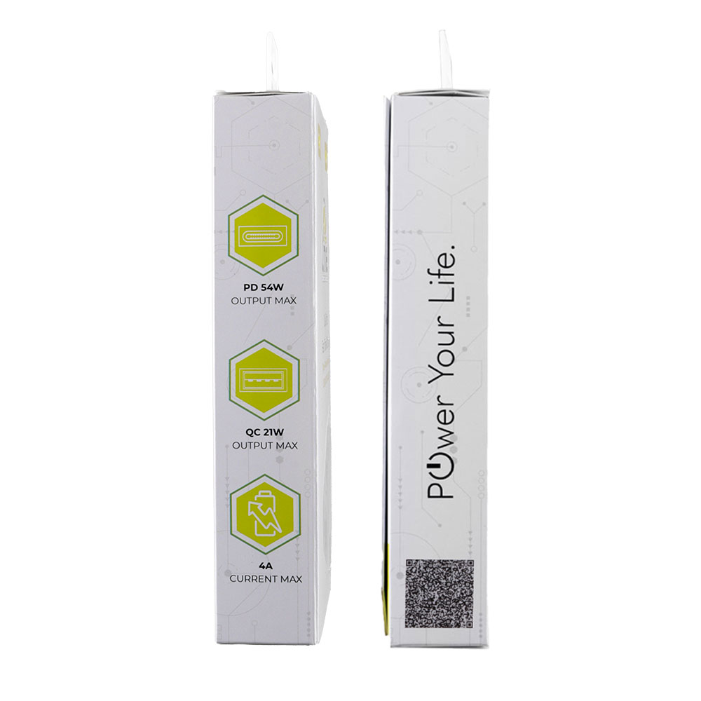 LIME TYPE C GAN PD 3.0 DUAL SUPER FAST TRAVEL LTC75W 4.0A PD 54W + USB QC 3.0 21W TOTAL 75W WHITE - Image 3