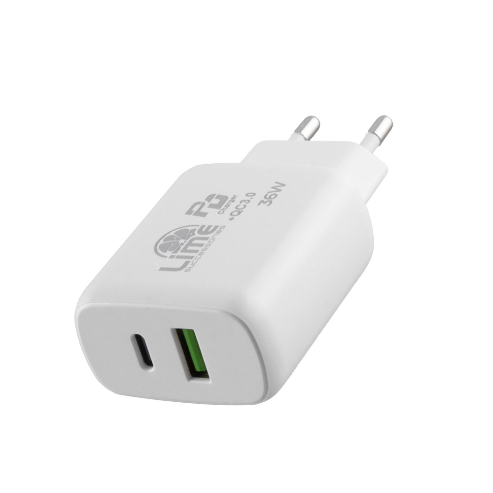 LIME TYPE C PD 3.0 DUAL SUPER FAST TRAVEL LTC36W 4.0A 36W - USB QC 3.0 21W max 36W WHITE - Image 7