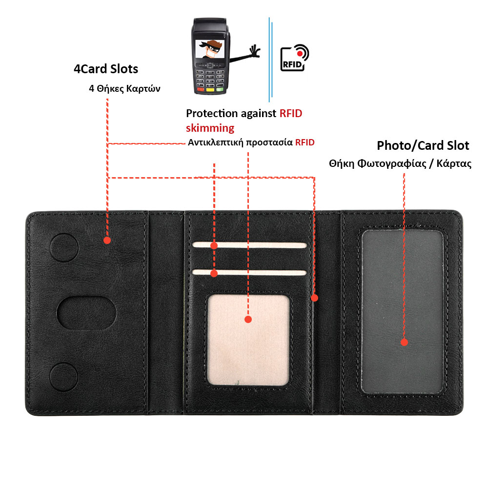 IDOL 1991 LEATHER POCKET MAGSAFE ANTI-RF CARD WALLET BLACK - Image 9